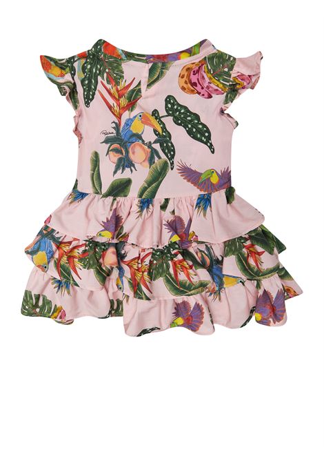Abito arricciato con stampa ROBERTO CAVALLI KIDS | CIP26038VEF7TR ROSE